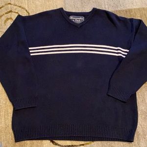 ~Abercrombie & Fitch~ Vintage Large 3 White Striped Blue Cotton Sweater